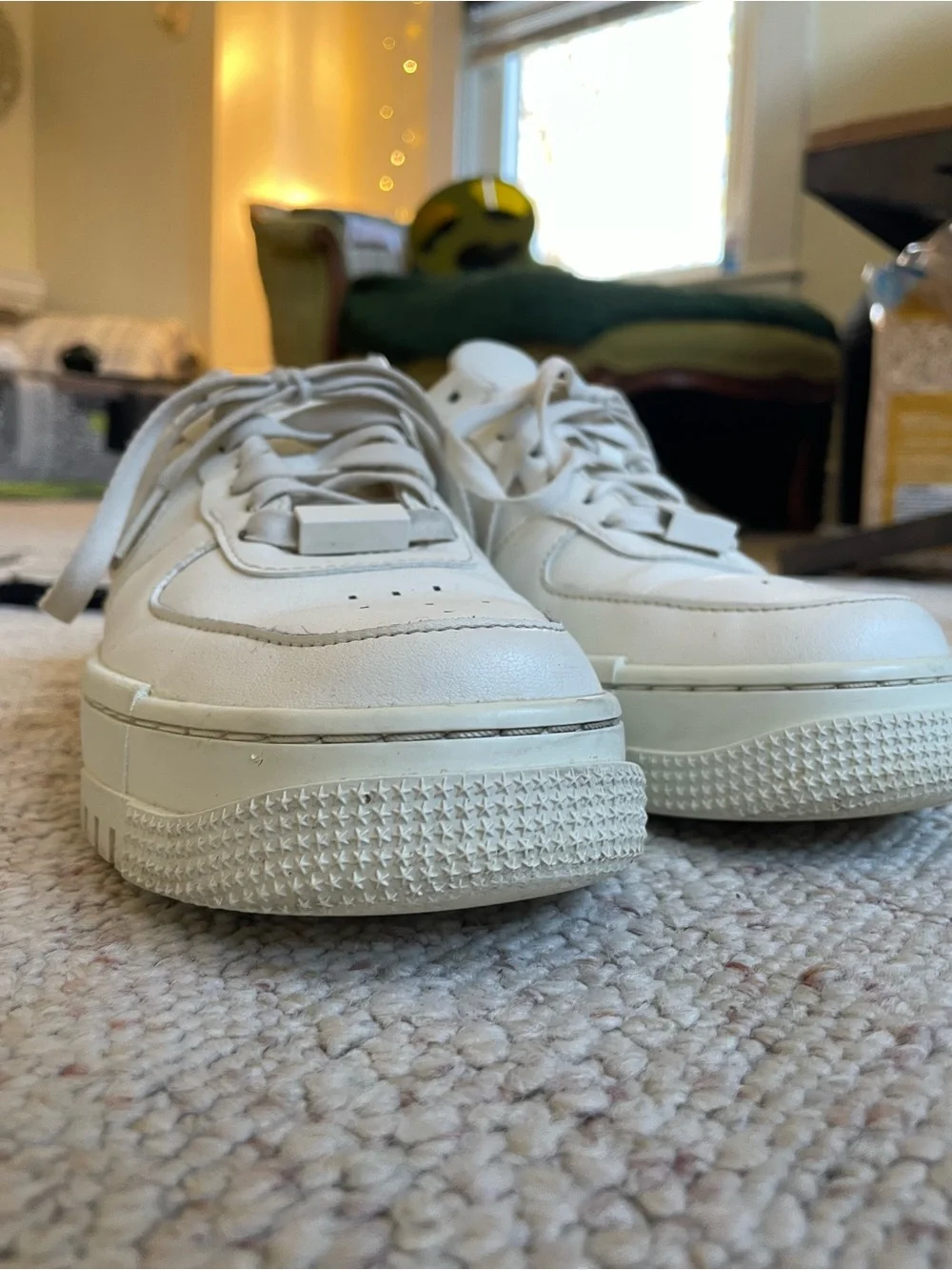 Nike AF1 White Platform Sneakers with Snake-Print Swoosh Everyday Staple Trendy - Picture 9 of 14